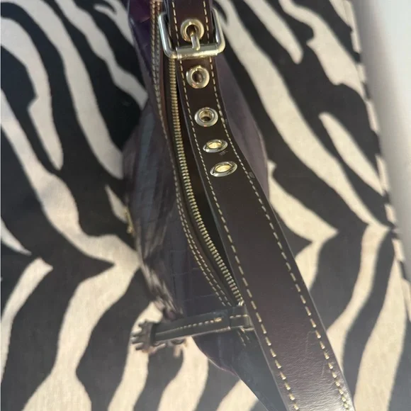 Dooney & Bourke Plum Croc-Embossed Shoulder Bag - Picture 3 of 15